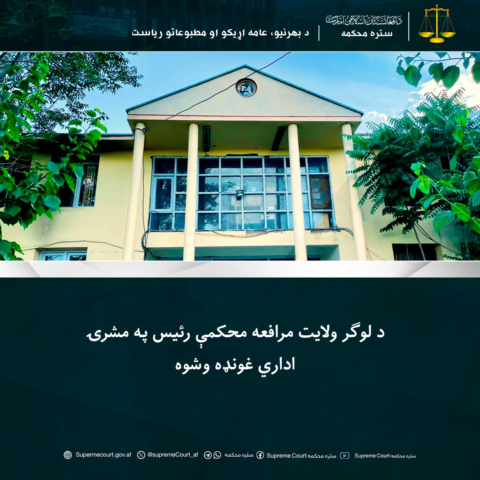 د لوګر ولايت مرافعه محکمې رئيس په مشرۍ اداري غونډه وشوه